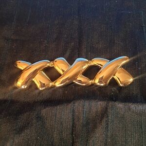 Gold Tone Linked Triple X Brooch